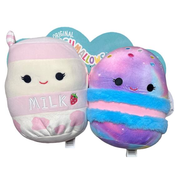 Squishmallows The Perfect Pair Amelie Strawberry Milk Amandine Macaron Plush Set - Picture 1 of 4
